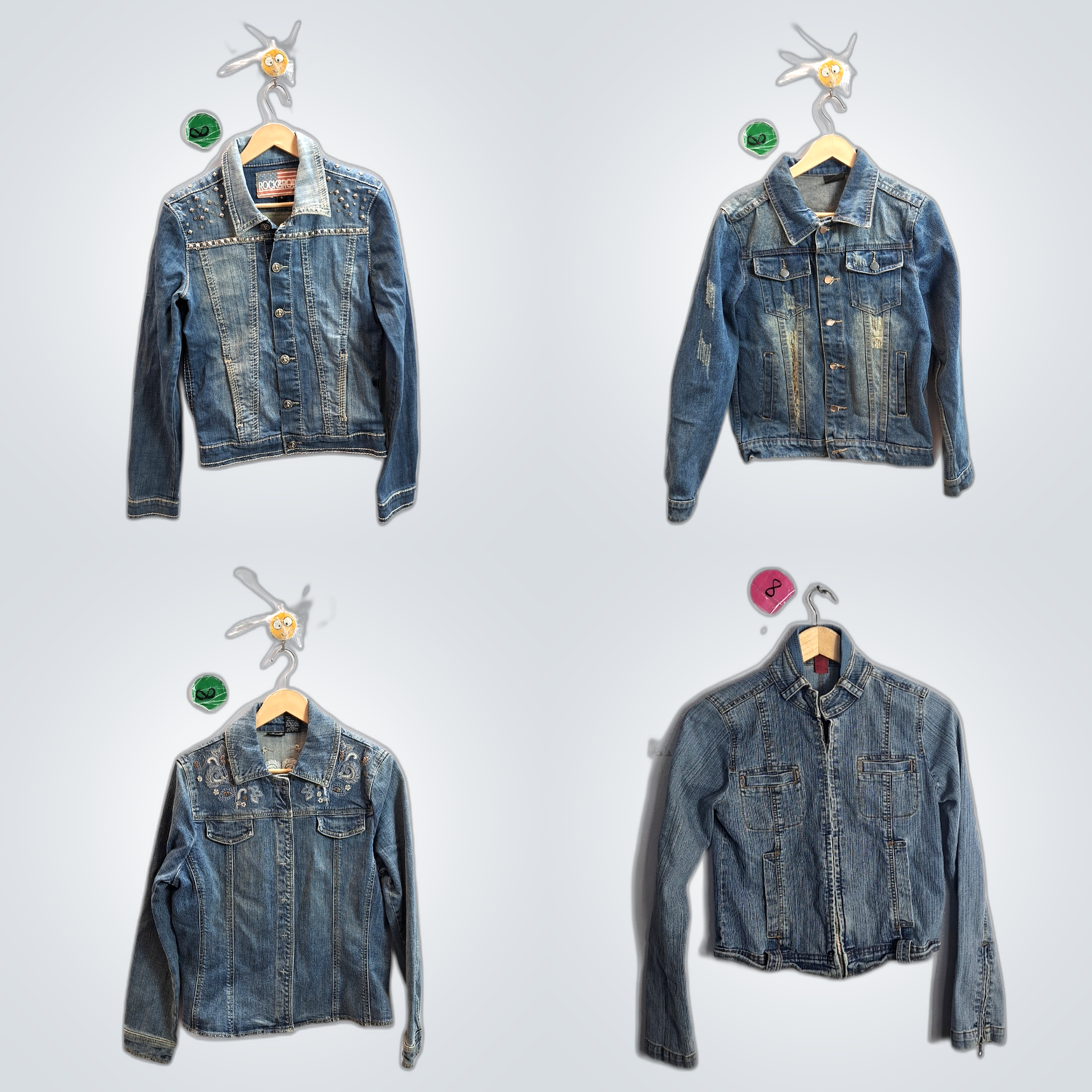 Y2k unique faded denim jackets