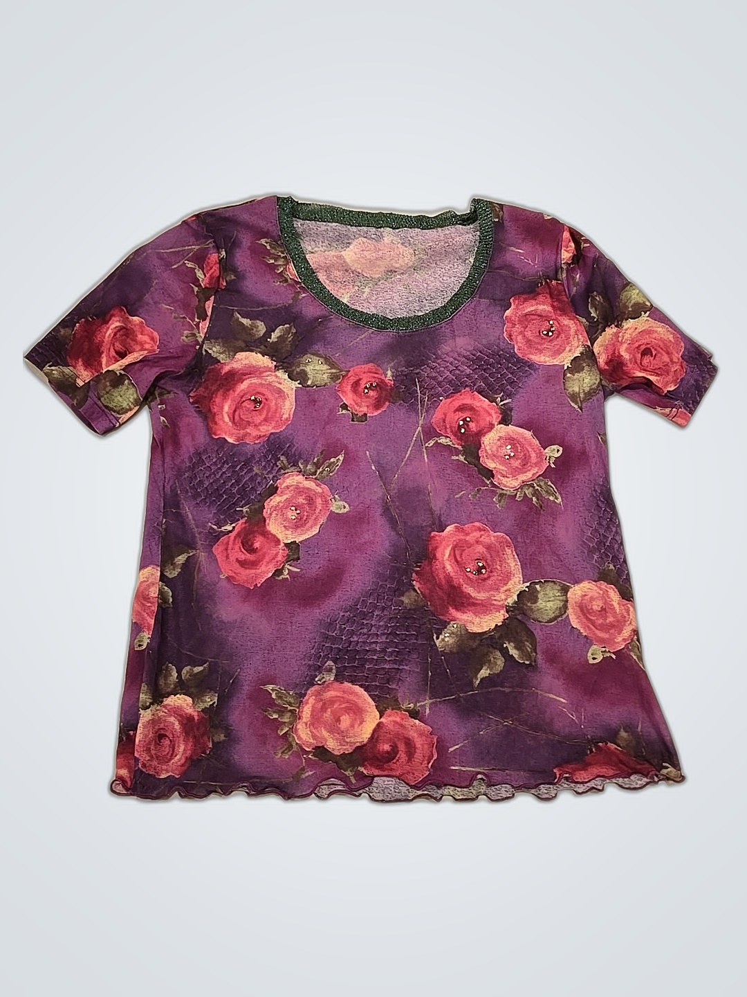 Purple Floral Printed Sheer Blouse
