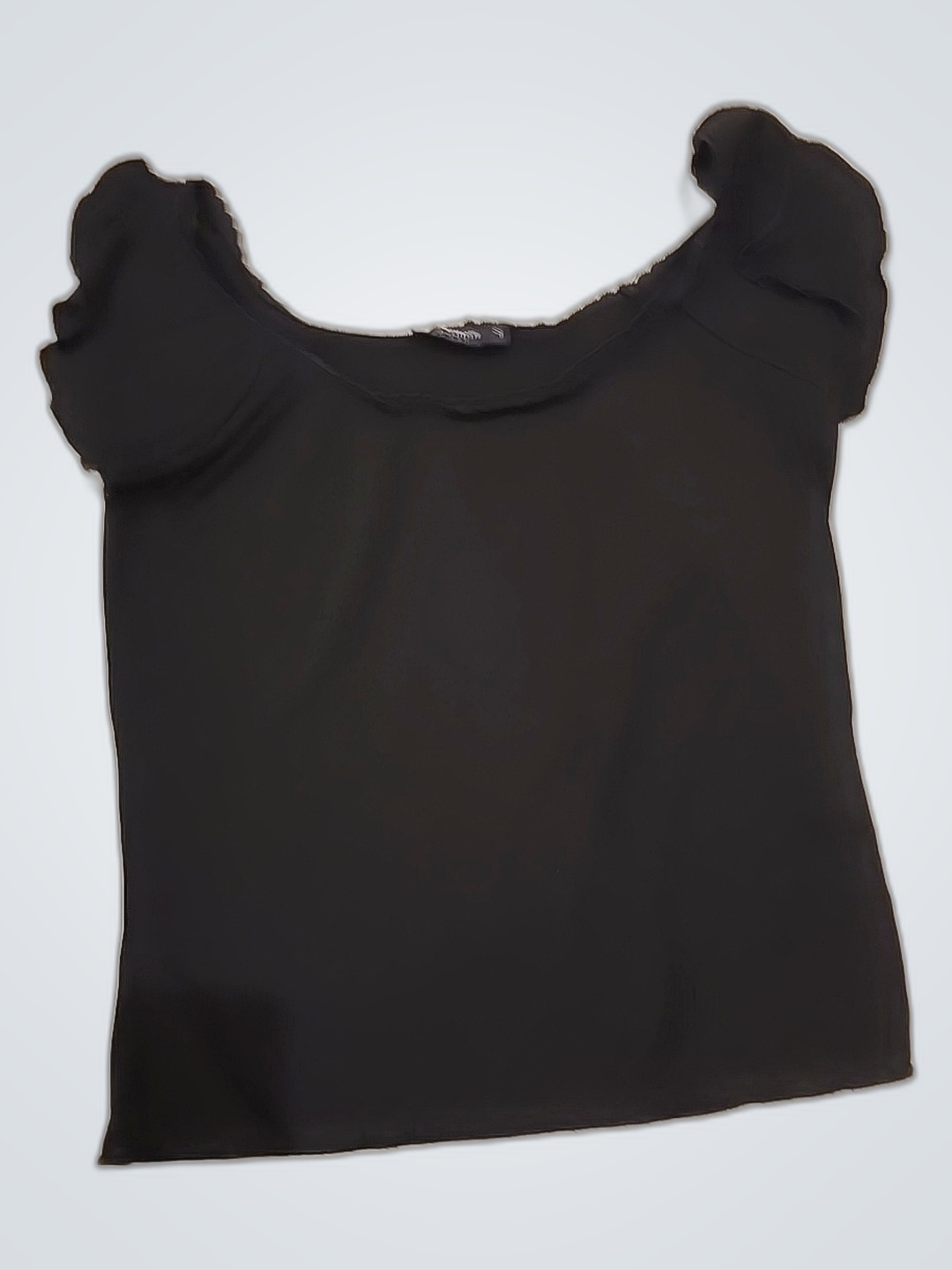 Tommy Hilfiger Black Off-Shoulder Ruffle Blouse
