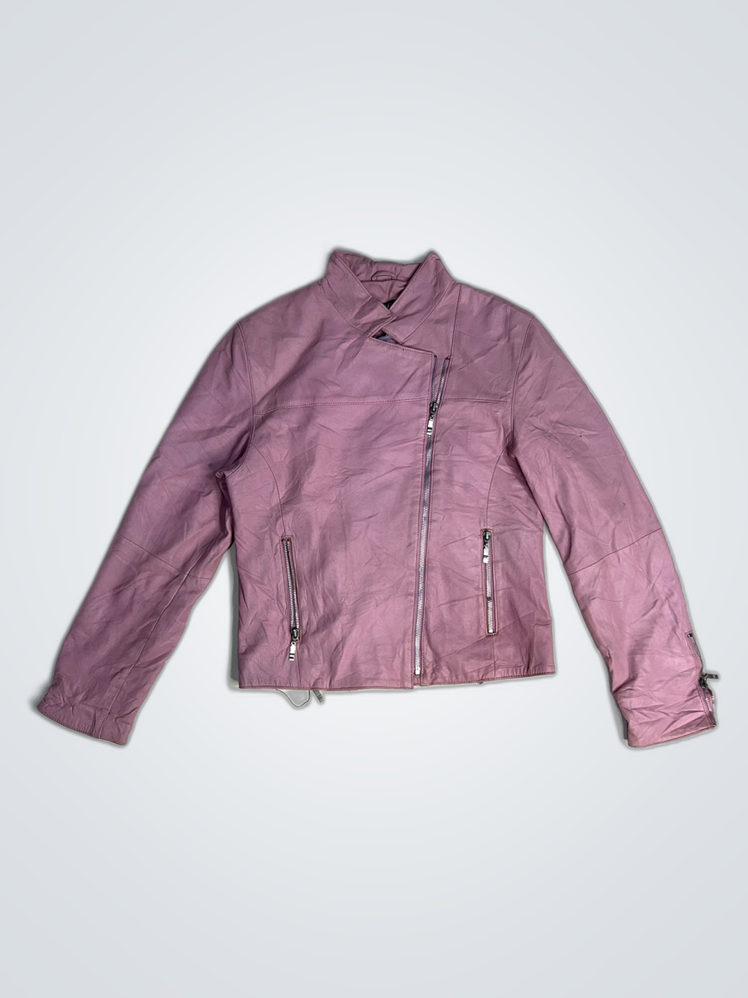 Broch Leather Pink Leather Jacket