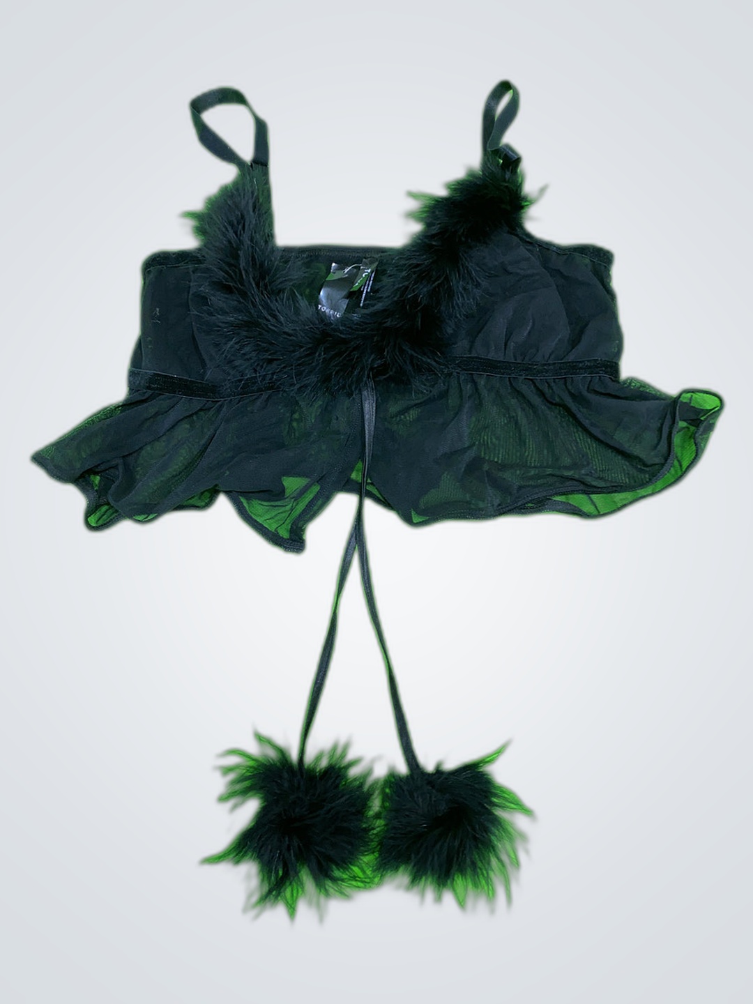 Camisón negro de plumas Torrid