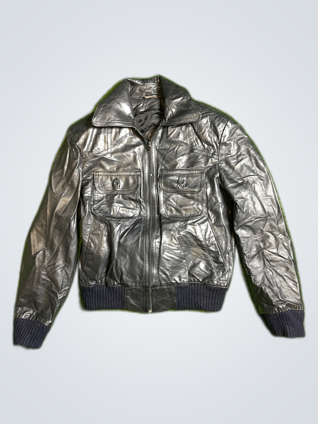 Black Leather Bomber Jacket