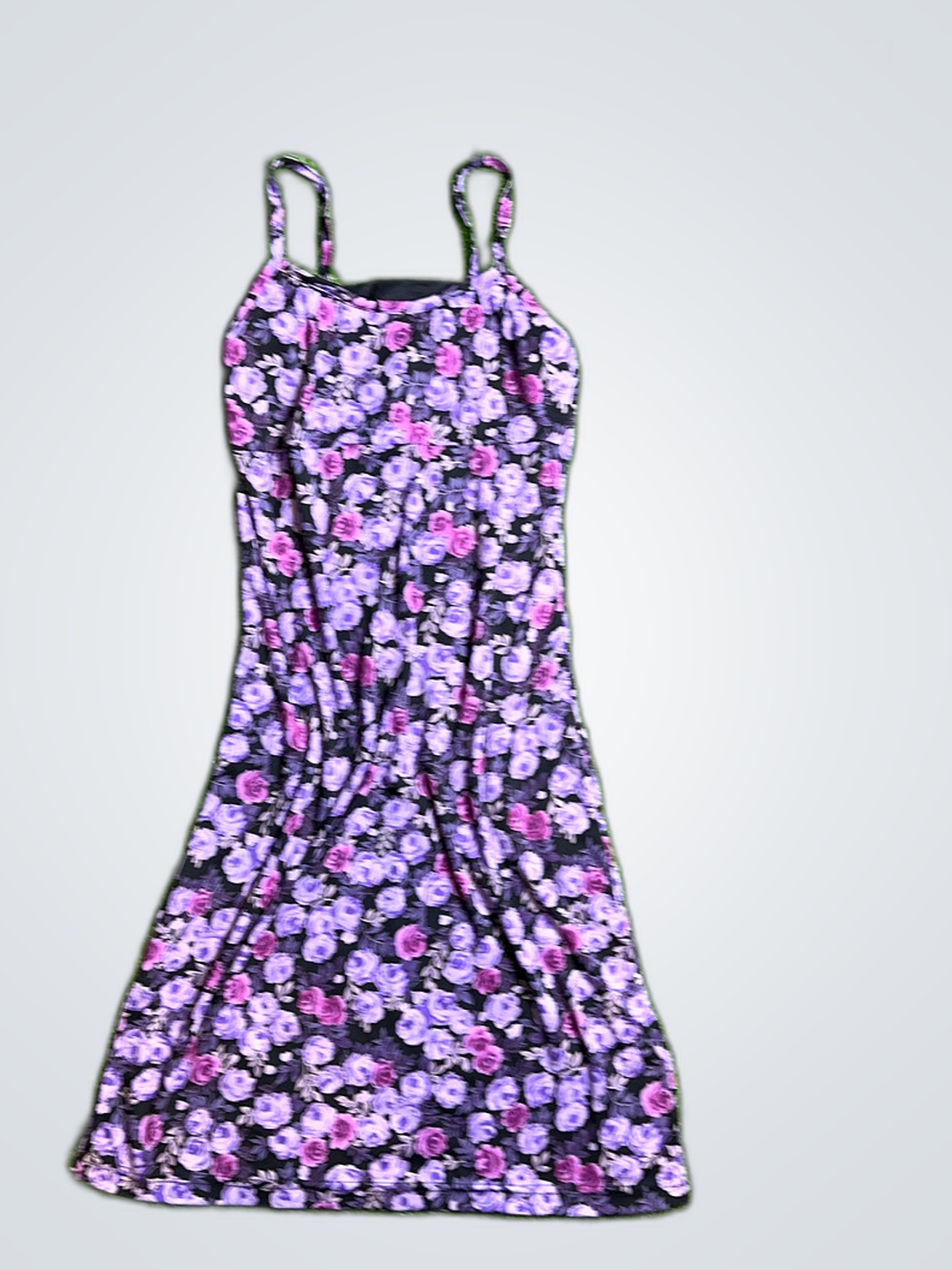 バイアー・トゥー！パープルフローラルスリップドレス