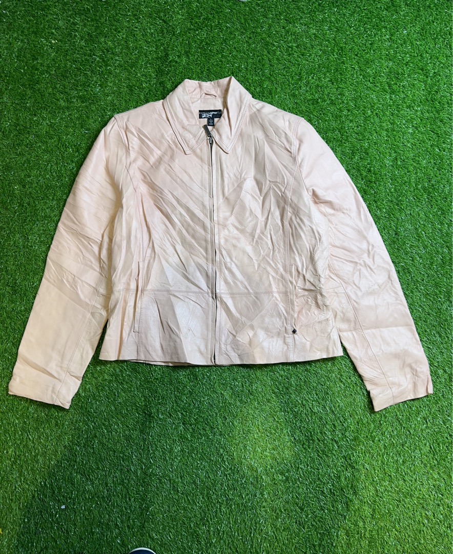 Rivet Beige Leather Jacket
