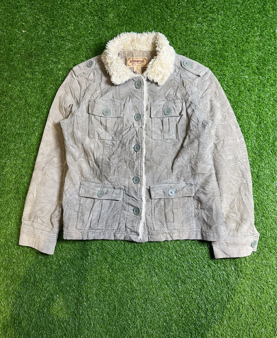 Aeropostale Corduroy Fur Collar Jacket