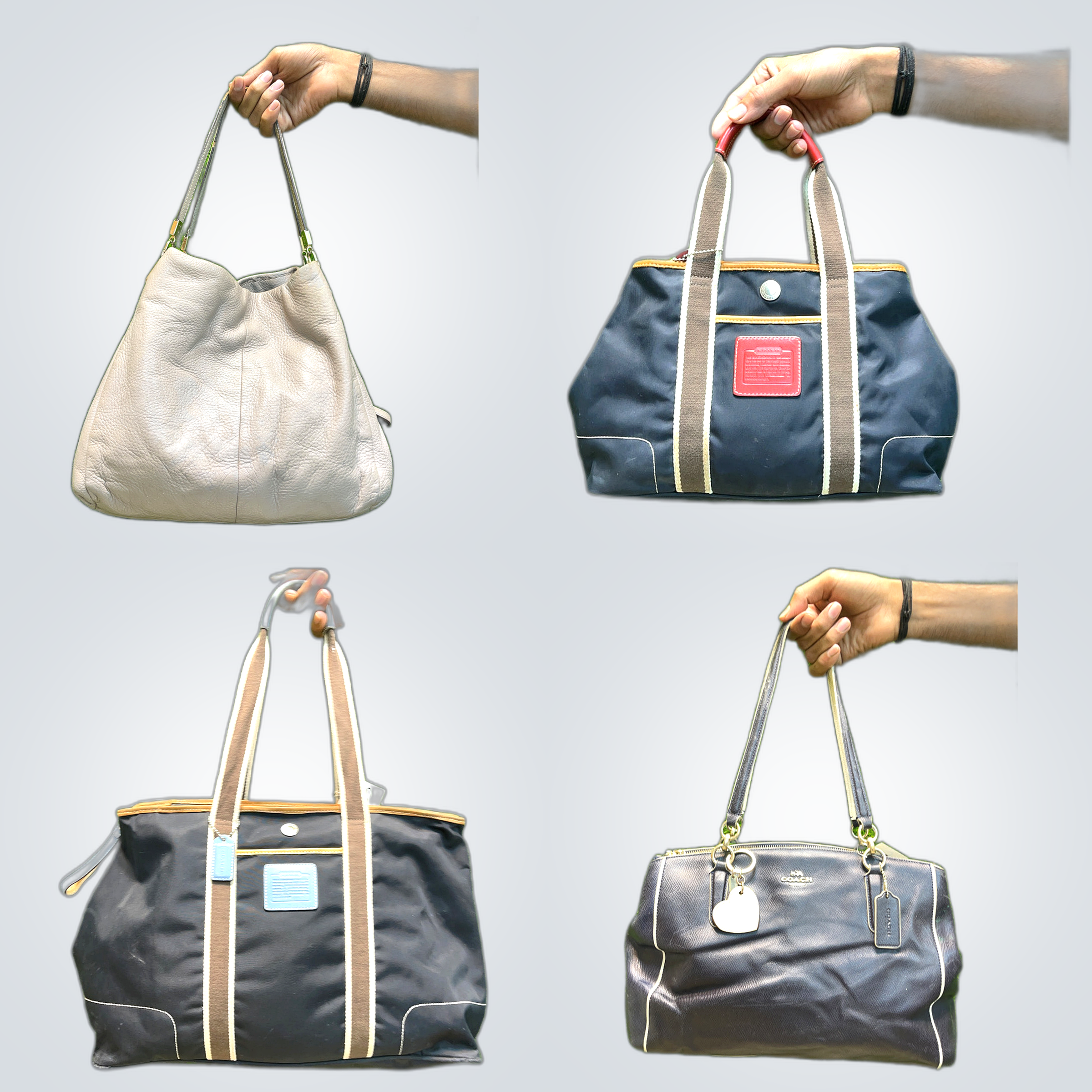 Coach Tote Handbag Bundle 10pcs Pink Plaid Gray Le..