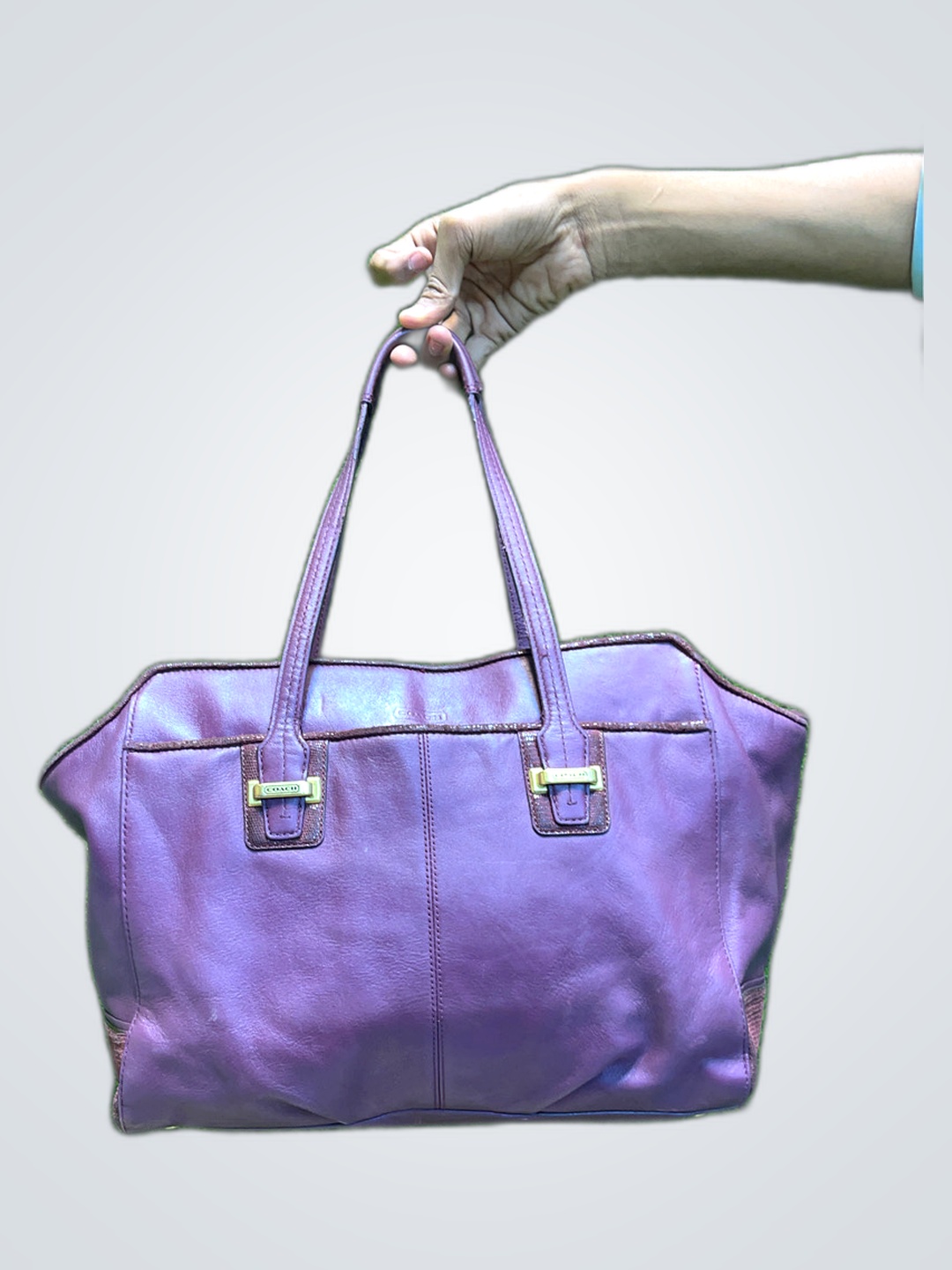 Coach Purple Leather Tote Bag