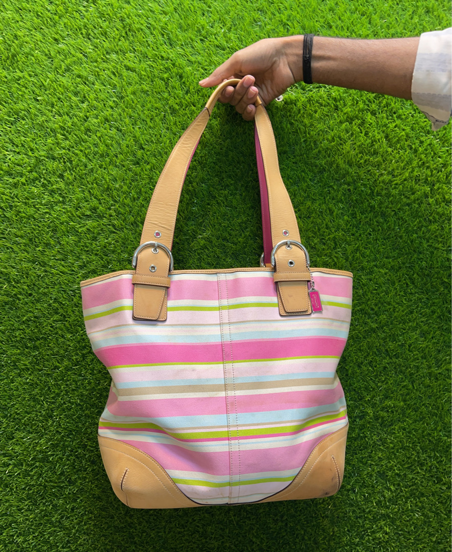 Coach Striped Tote Bag
