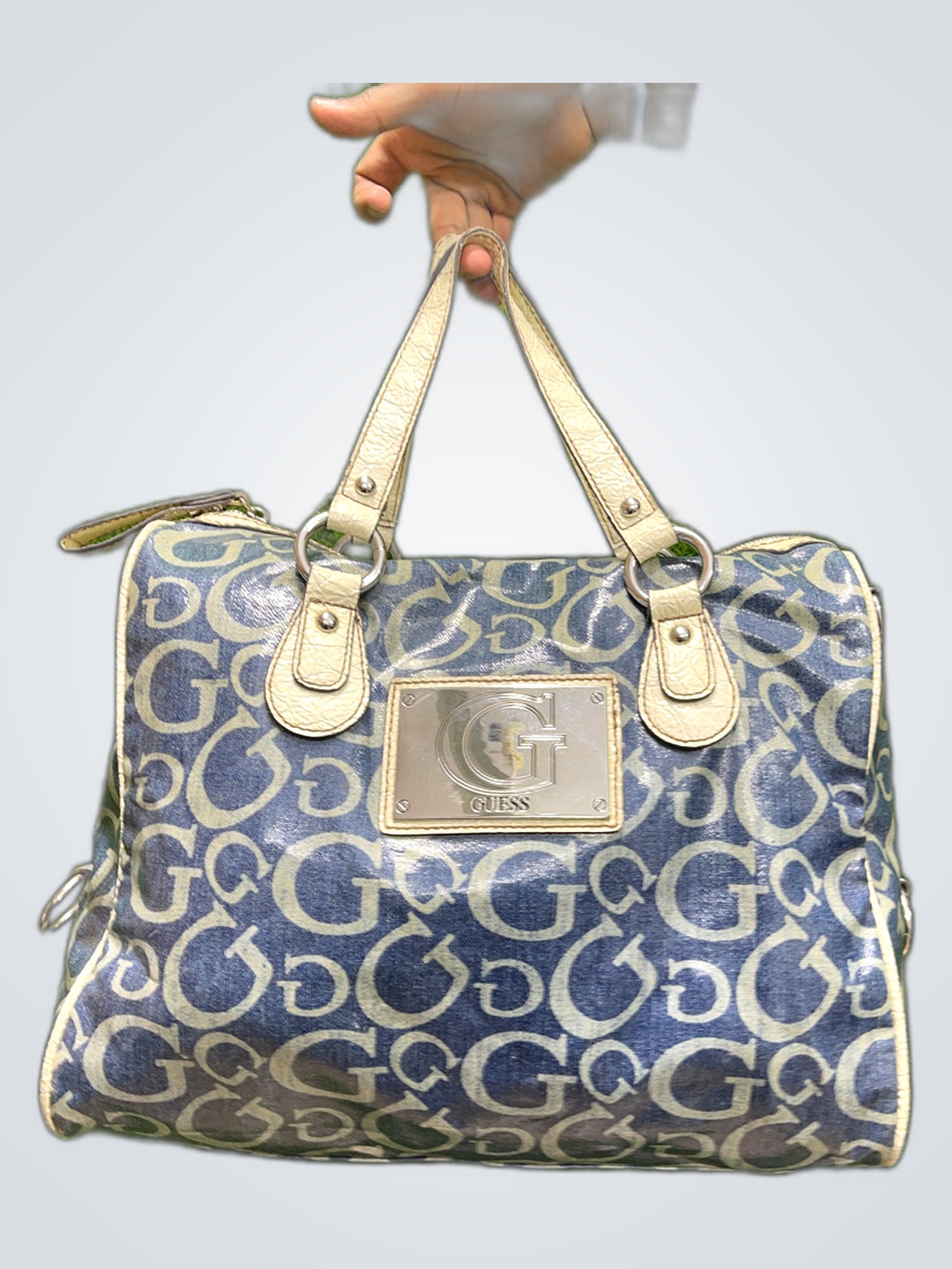 Guess Blue and White Handbag