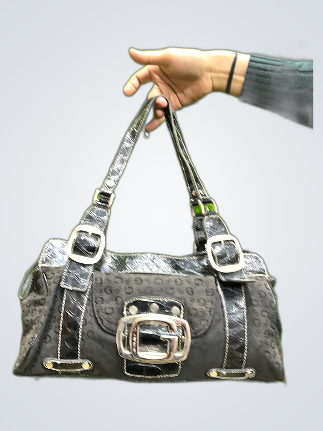 Black Handbag with Silver Buckle
