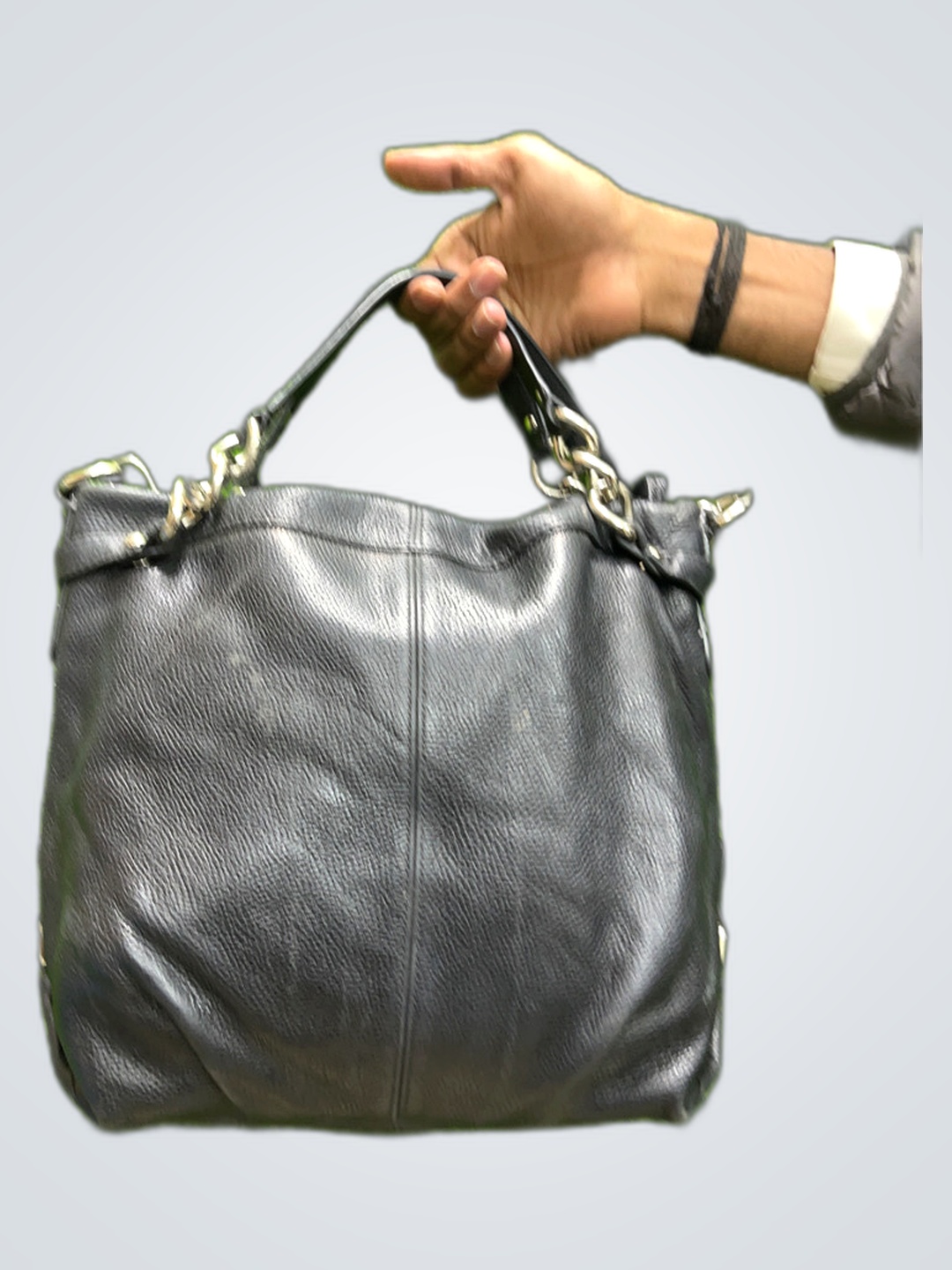 Schwarze Lederhandtasche