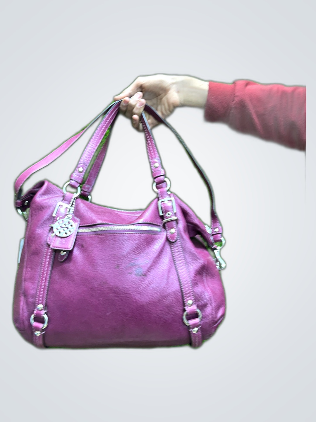 Sac à main en cuir violet Coach