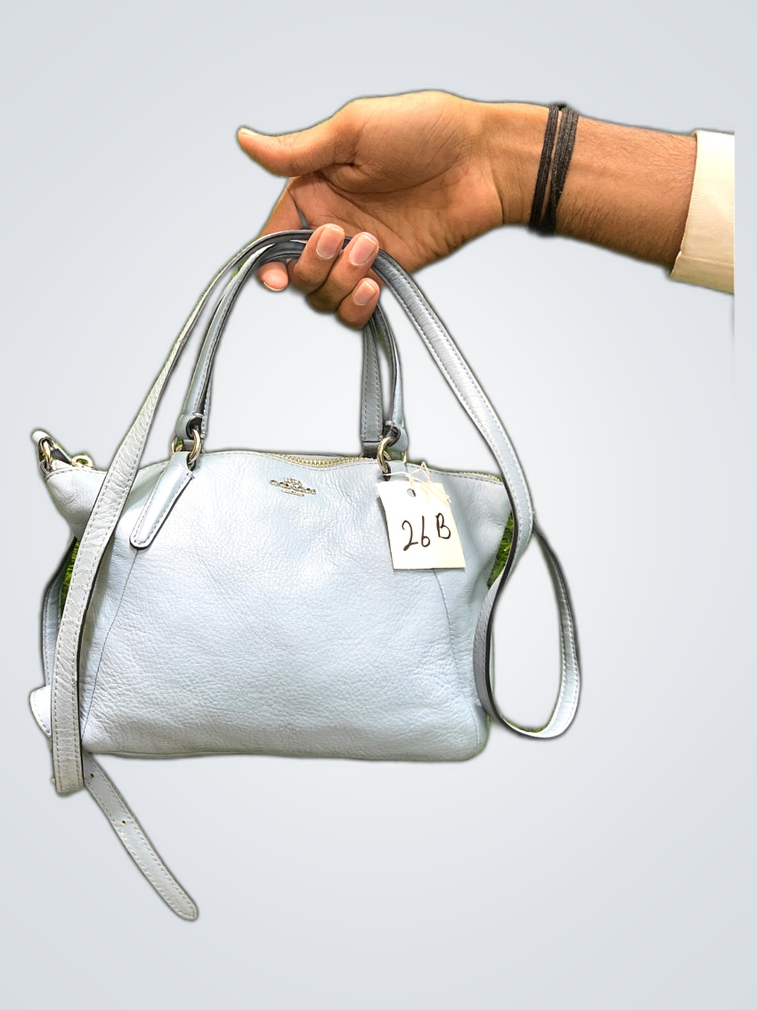 Sac à main en cuir bleu clair Coach