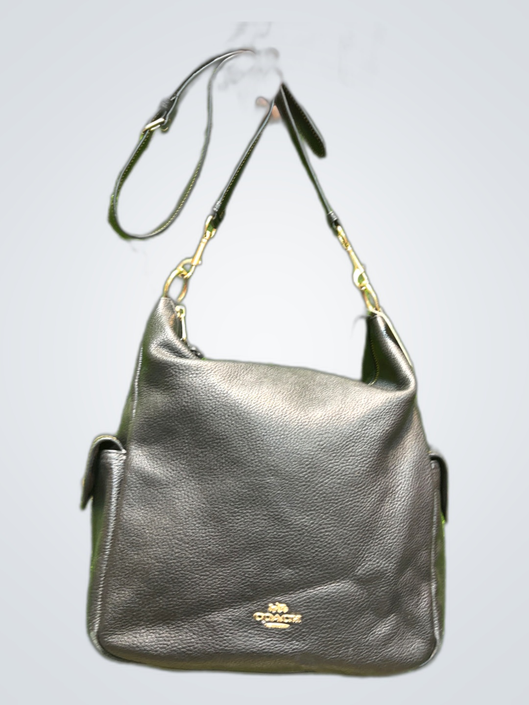 Borsa a tracolla in pelle nera Coach