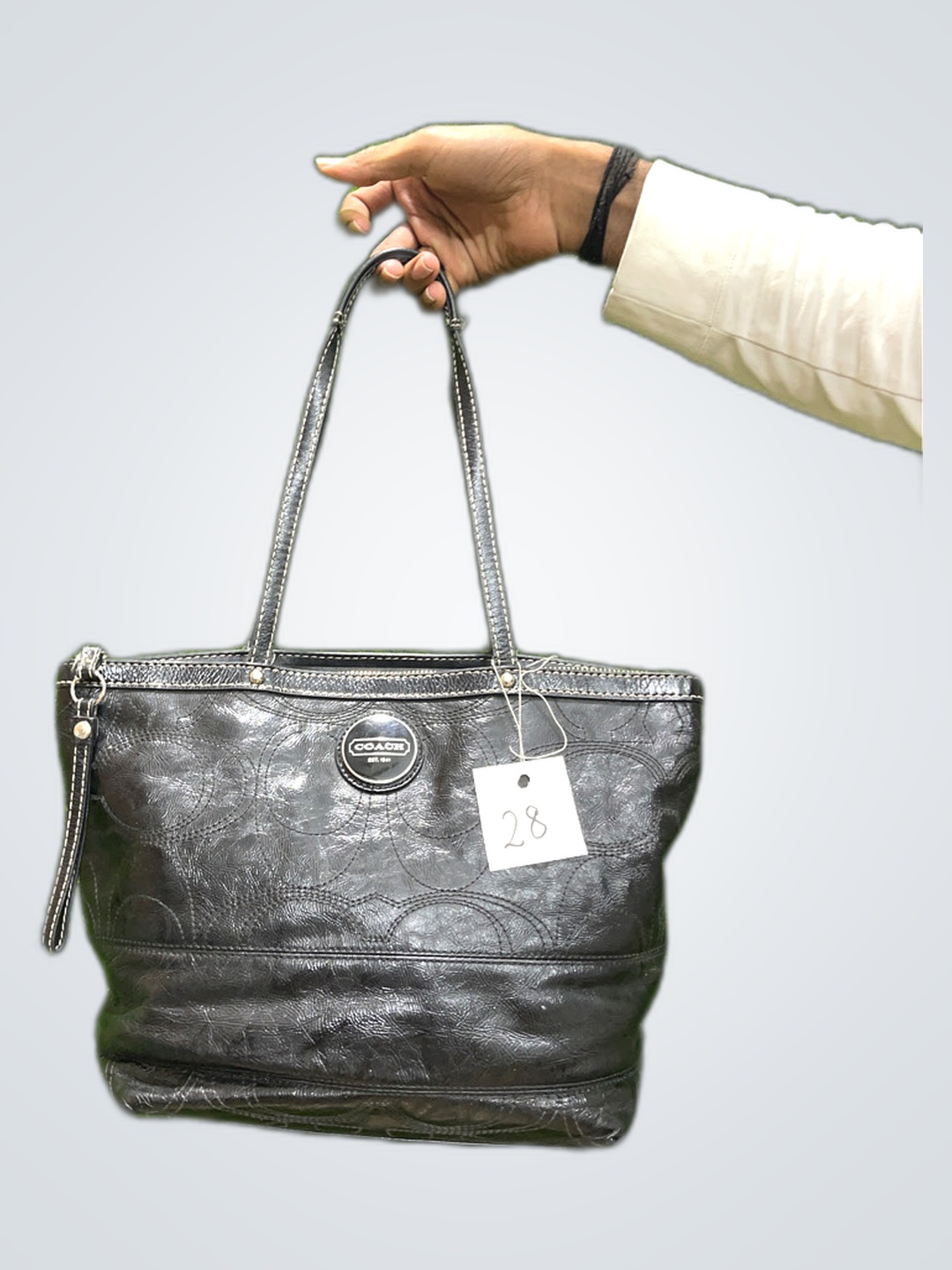 Coach Black Leather Tote Bag