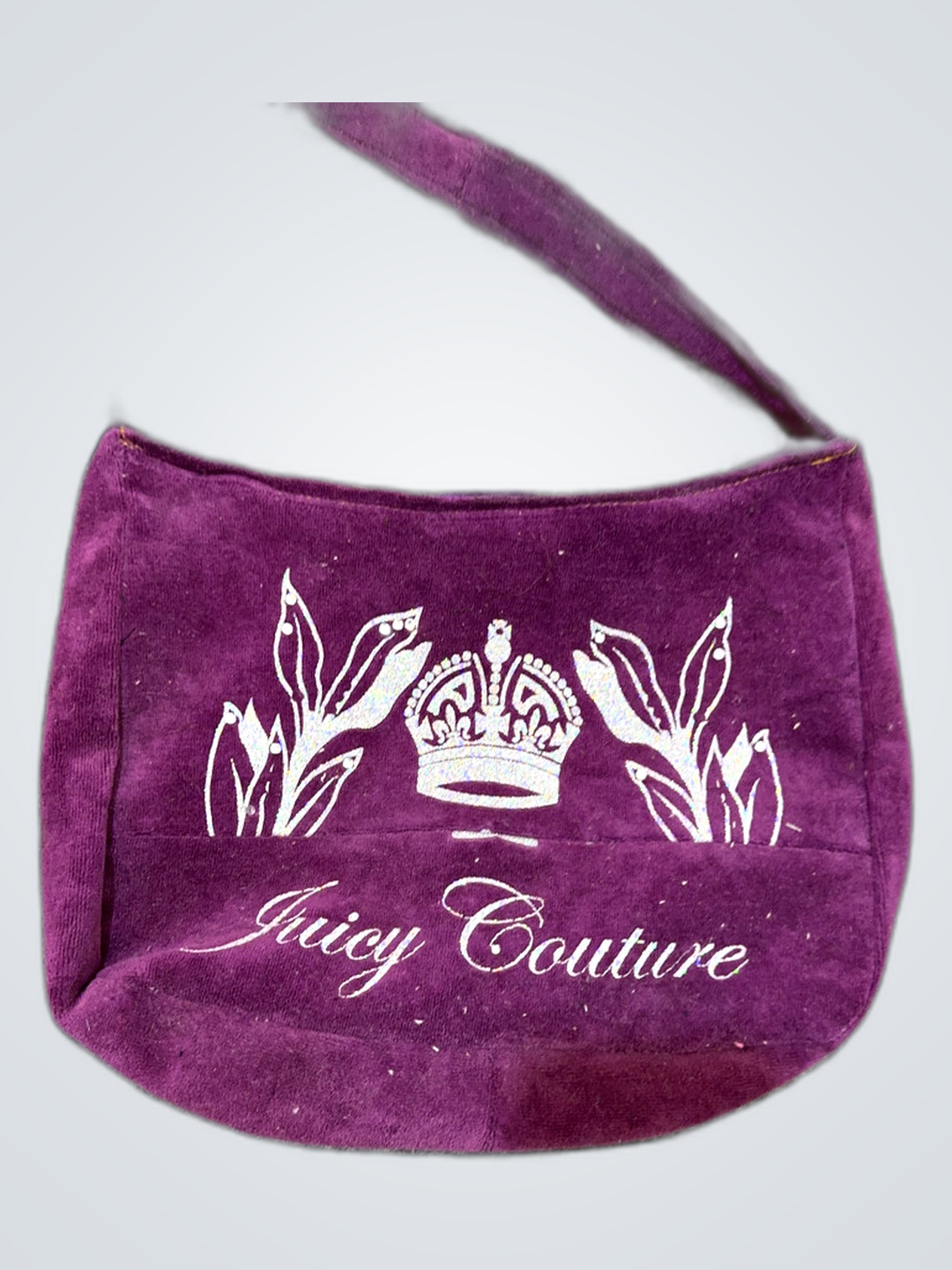 Borsa a spalla in velluto viola Juicy Couture rici..
