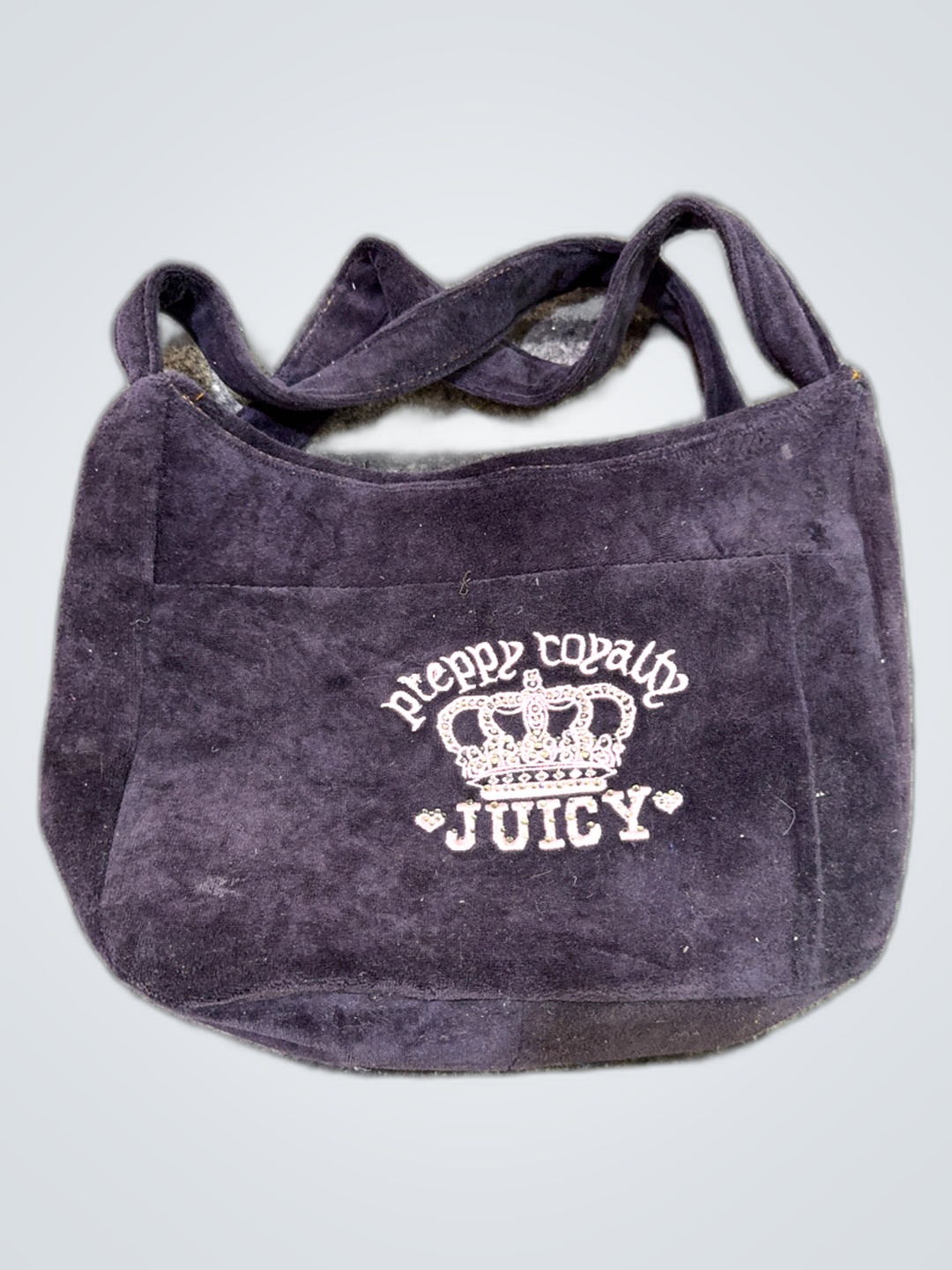 Borsa a spalla in suede viola riciclato