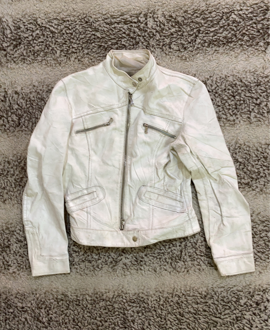 VIAMAESTRA Weiße Lederjacke