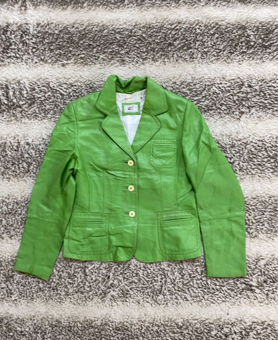 Alba Moda Green Leather Jacket