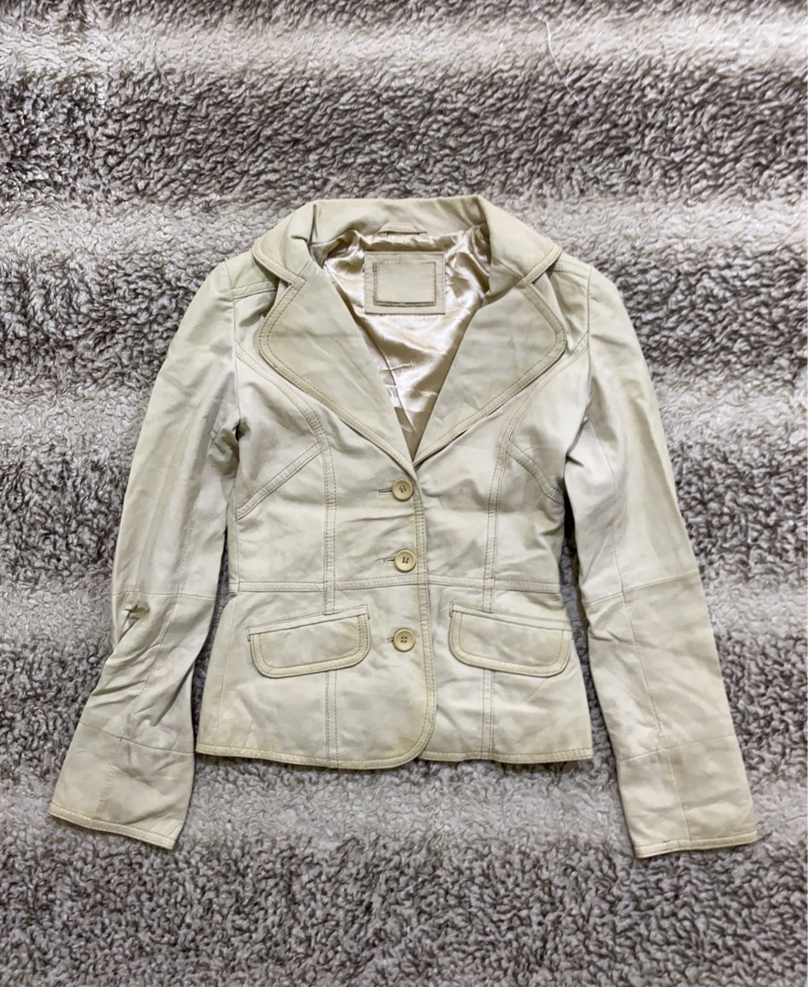 Women's Beige Leather Jacket