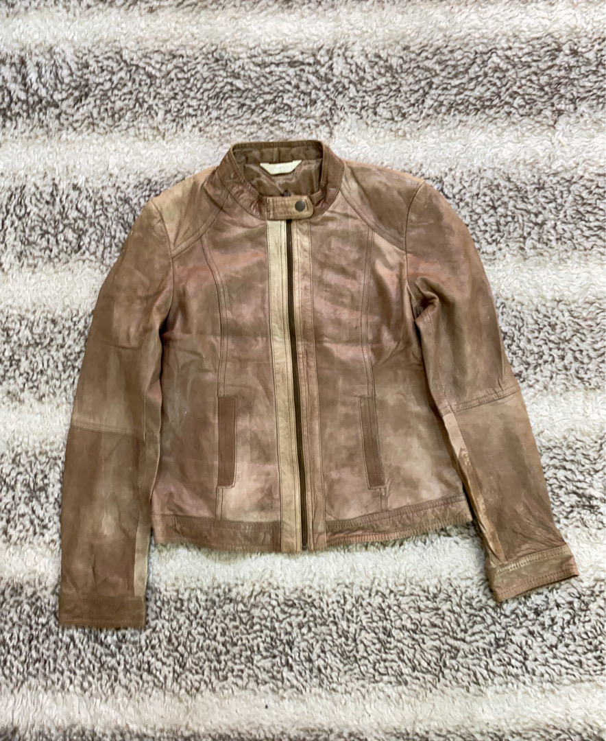Veste en cuir marron