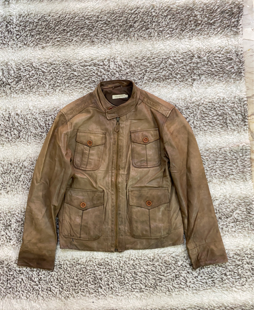 Veste en cuir marron