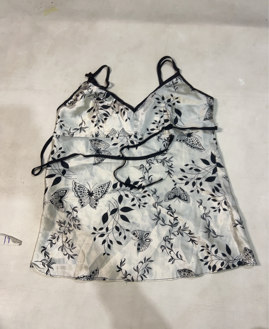 Women's Silk Chemise with Butterfly Pattern