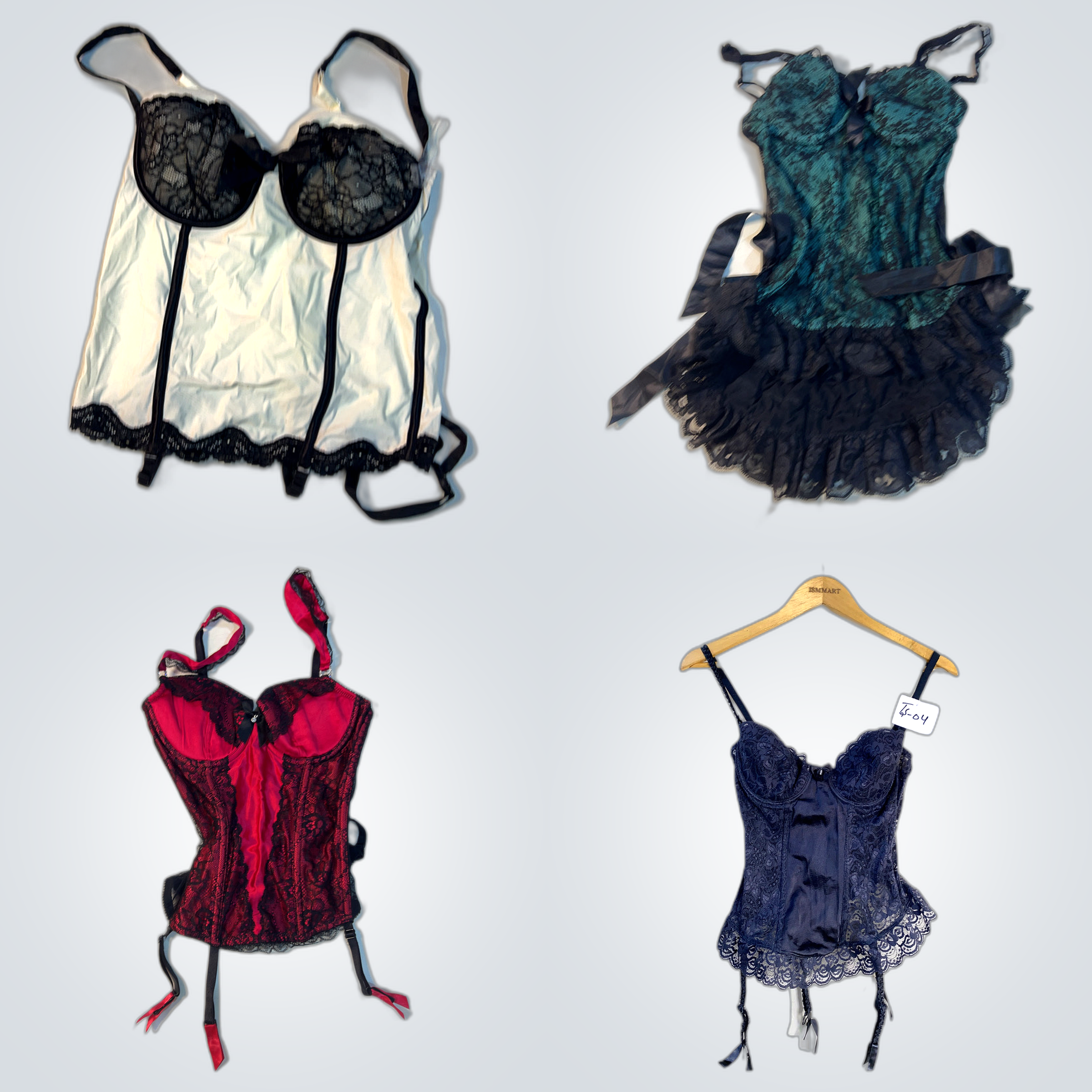 Ensemble de lingerie en dentelle et soie - 6 pièce..