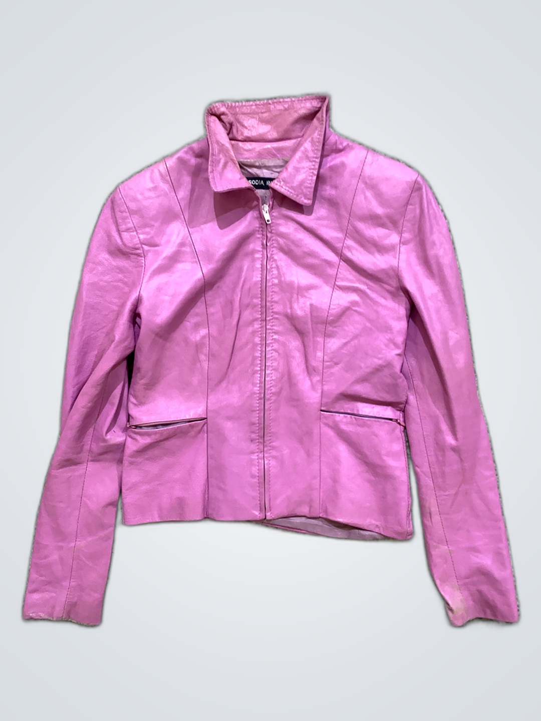 Giacca di pelle rosa