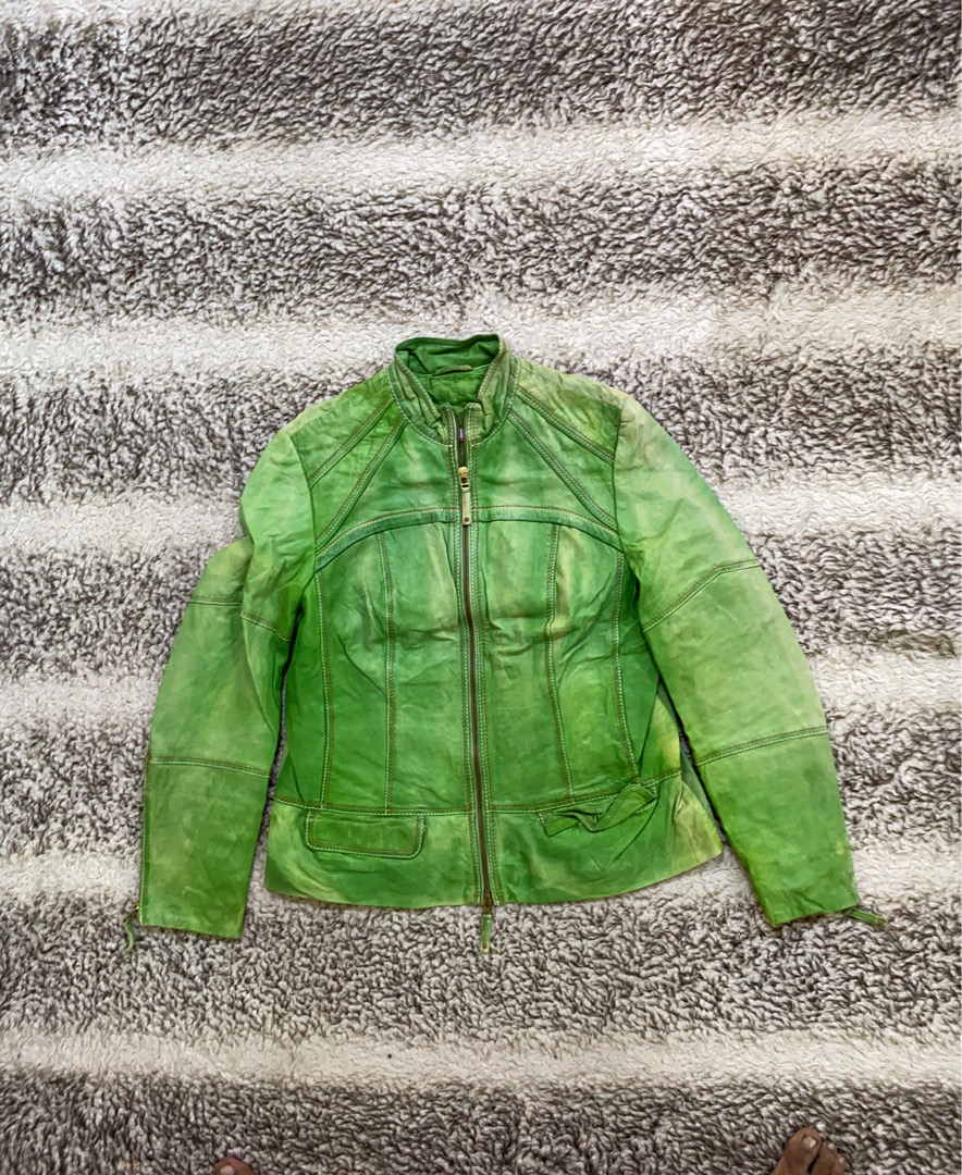 Giacca di pelle verde
