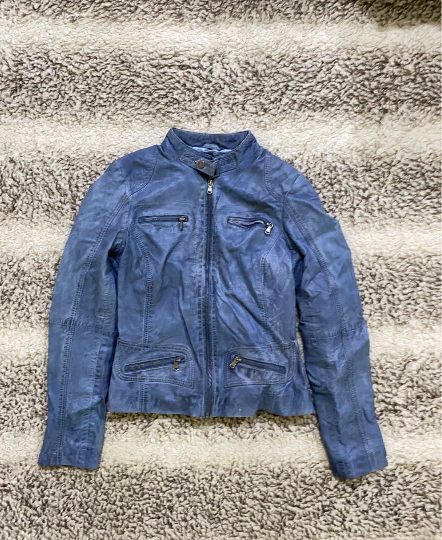 Televen Blue Leather Jacket