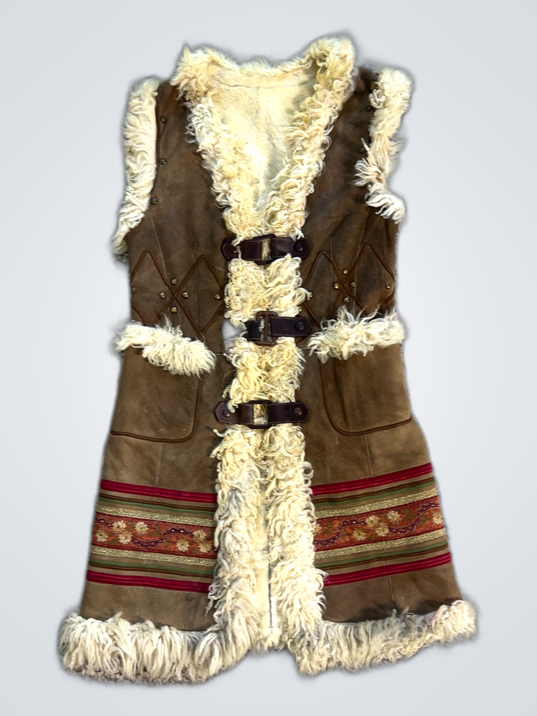 ファー付きスエードベスト