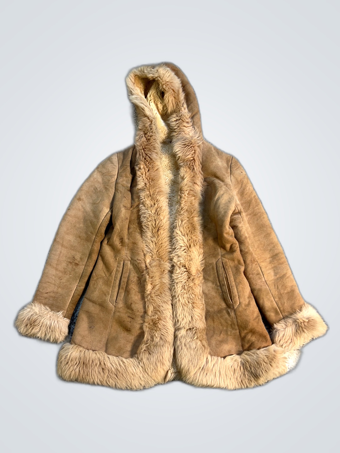 Brown Fur-Lined Hooded Coat