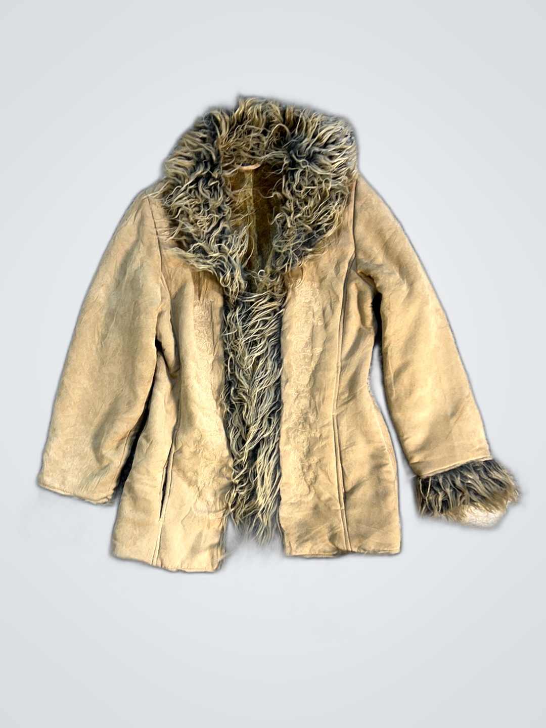 Tan Fur-Trimmed Coat