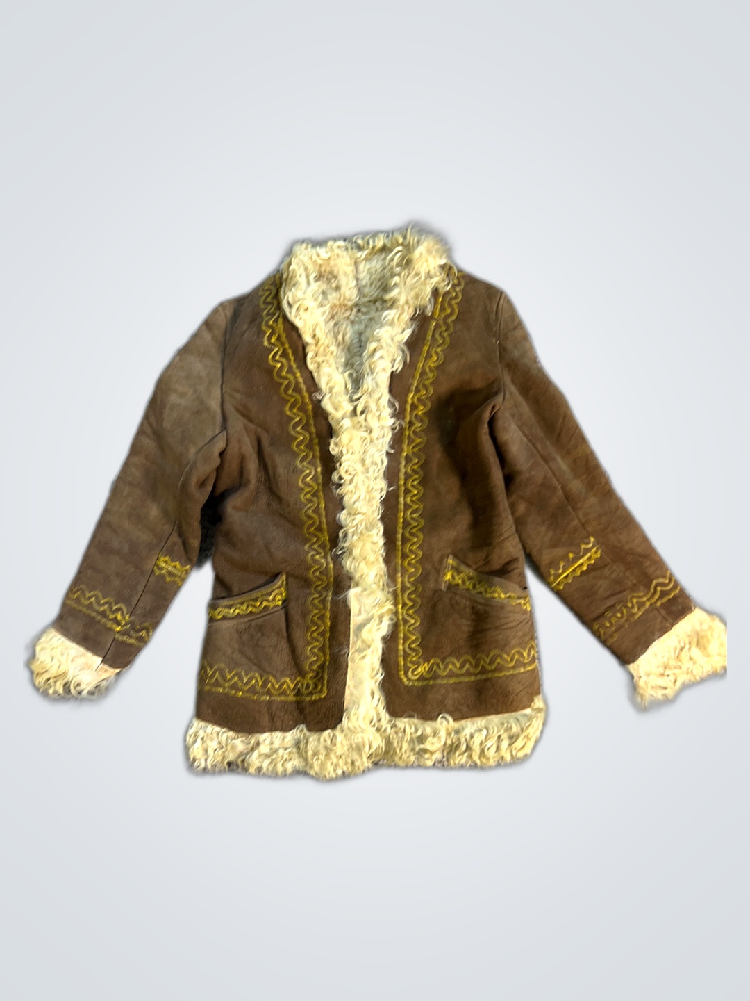 Brown Suede Jacket with Fur Trim