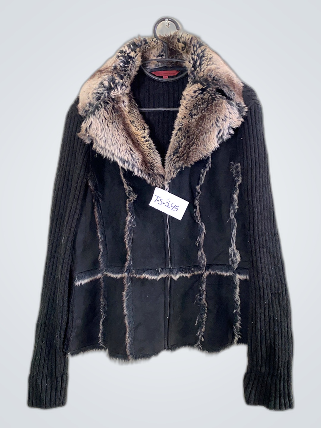 John by John Richmond Black Fur-Trimmed Coat