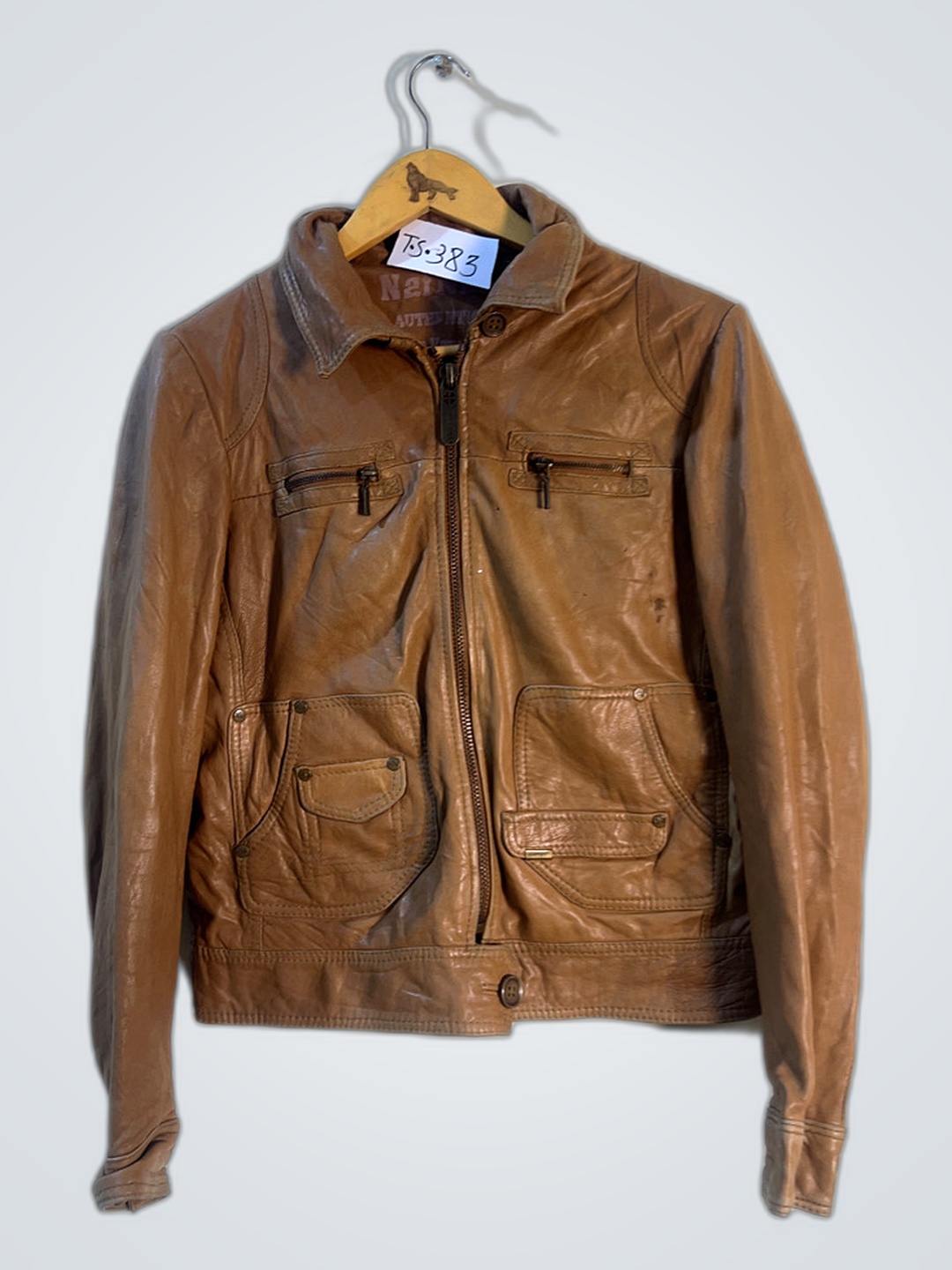 Veste en cuir marron