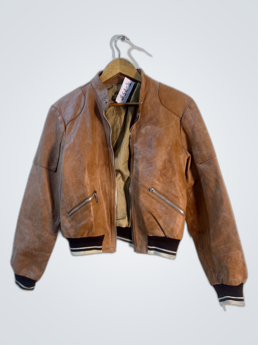Veste en cuir marron
