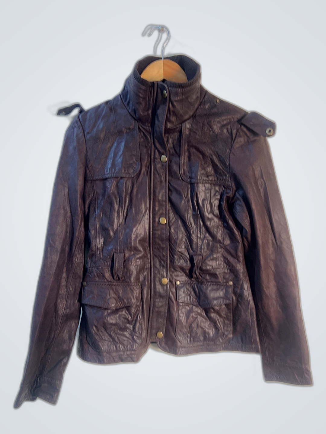 Veste en cuir marron