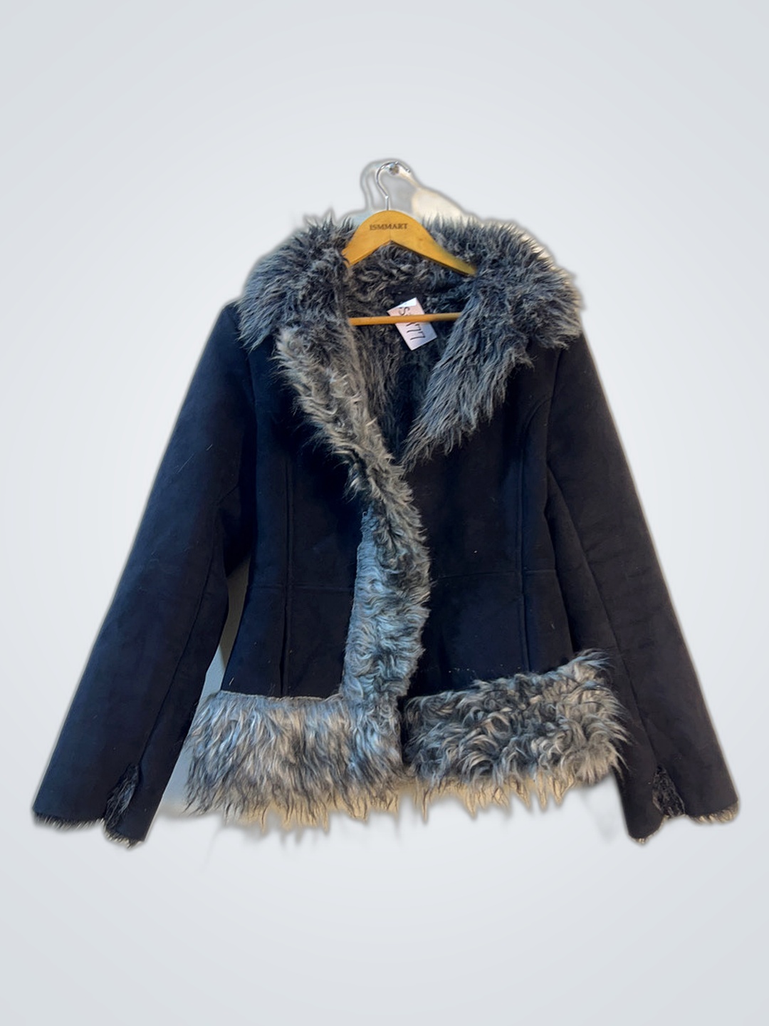 Black Fur-Trimmed Coat