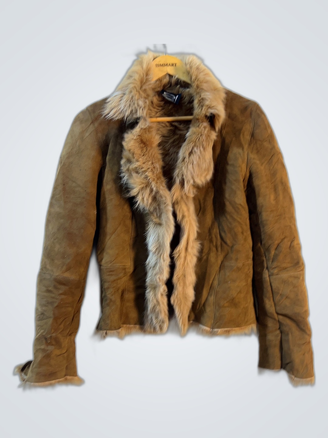 Chaqueta de piel marrón forrada