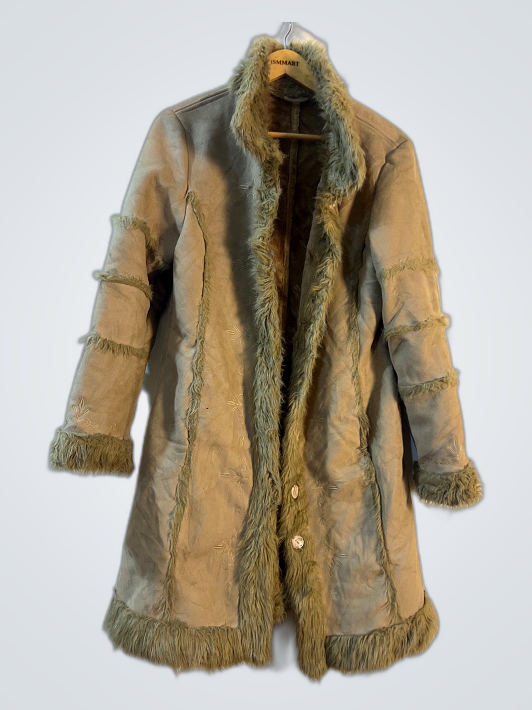 ISMMART Fur Trimmed Coat