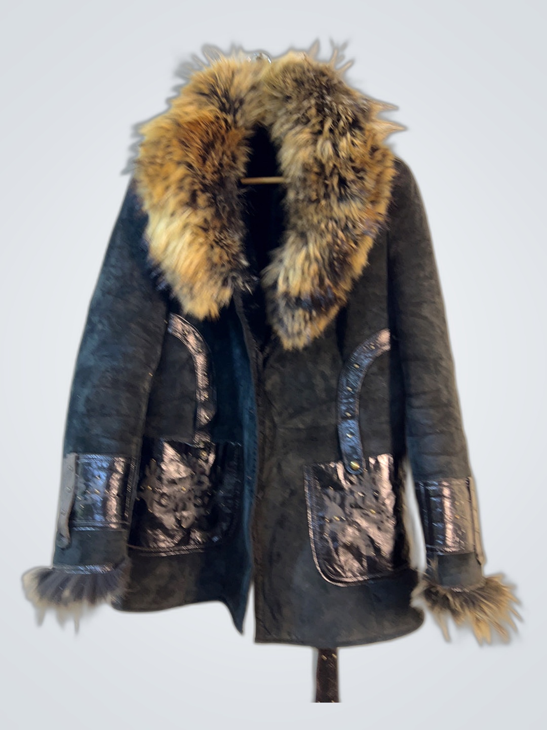 Black Fur-Trimmed Coat