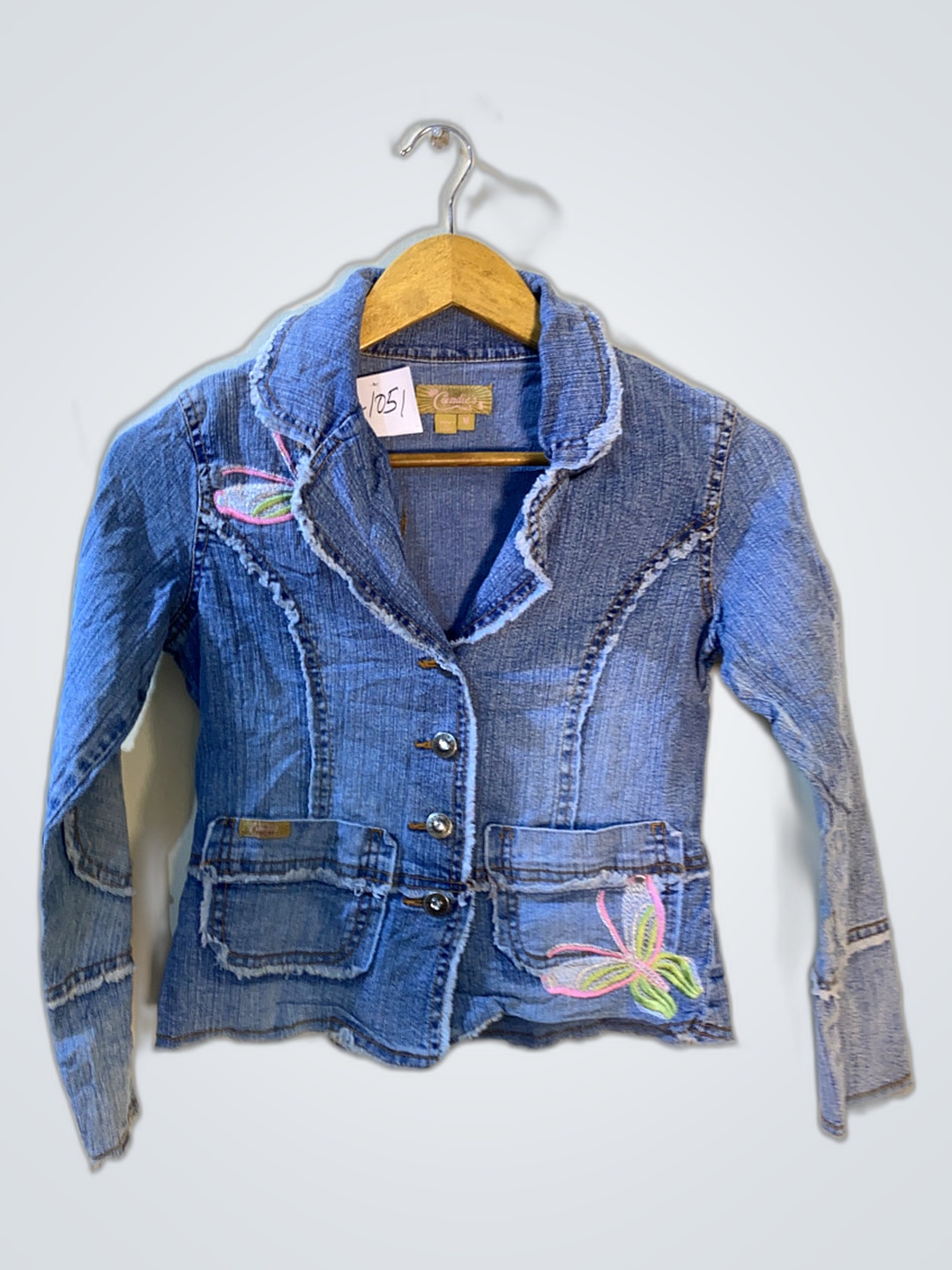Candie's Denim Jacket with Butterfly Embroidery