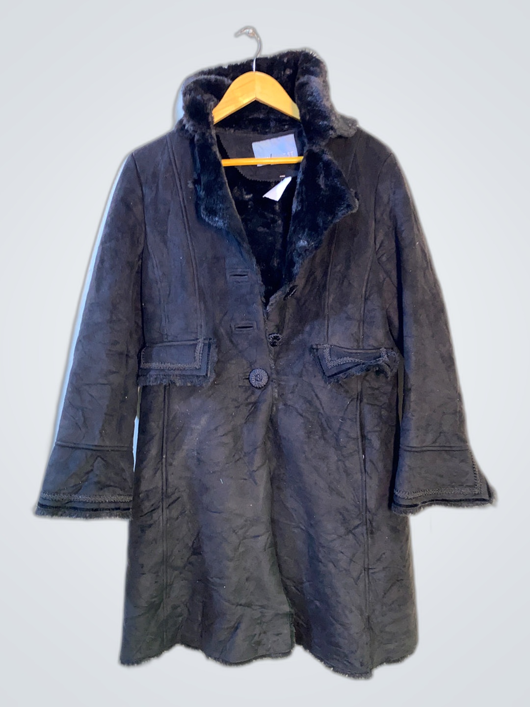 Nine West Black Fur-Lined Coat