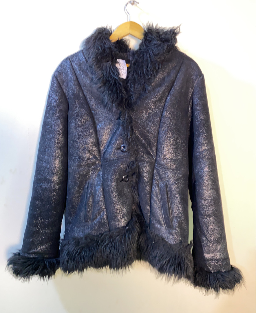 Black Fur-Trimmed Coat