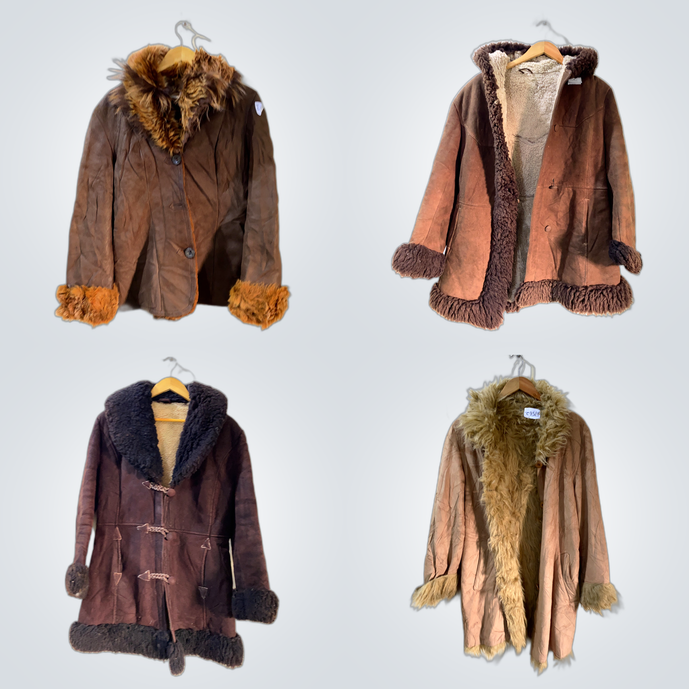 Furry Fashion Bundle: 7pc Mix Fur Coats, Leather &..