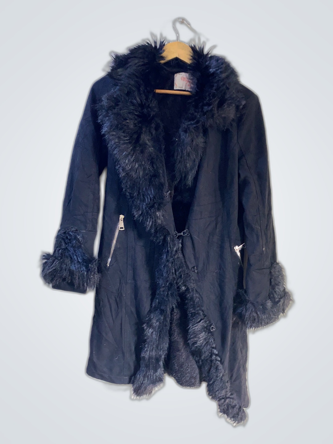 Black Fur-Trimmed Coat