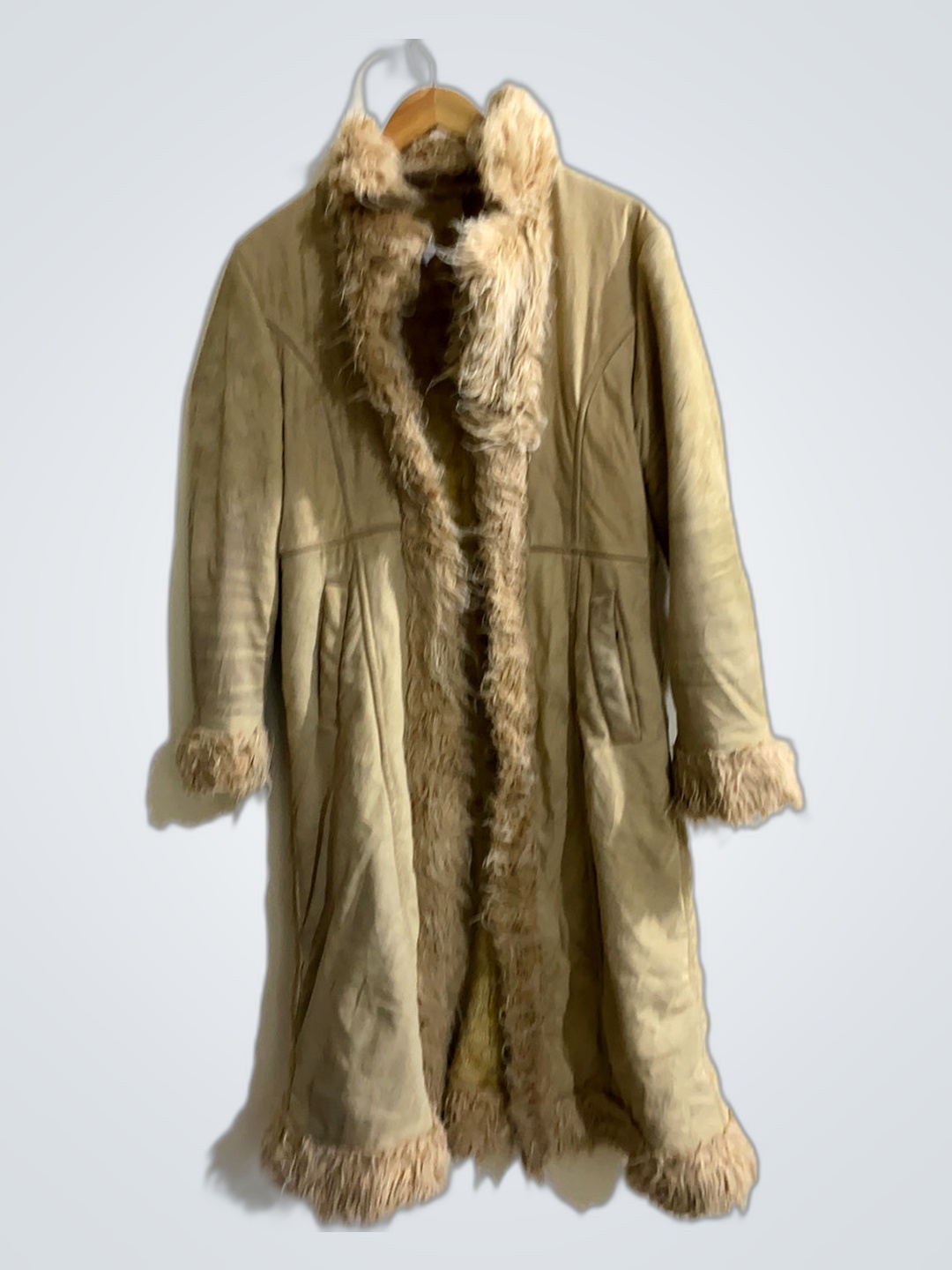 Tan Fur-Trimmed Coat