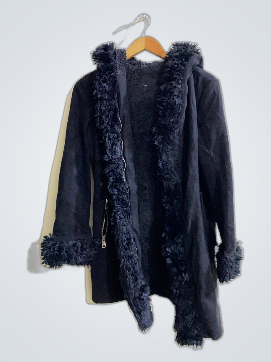 Black Faux Fur Trim Jacket